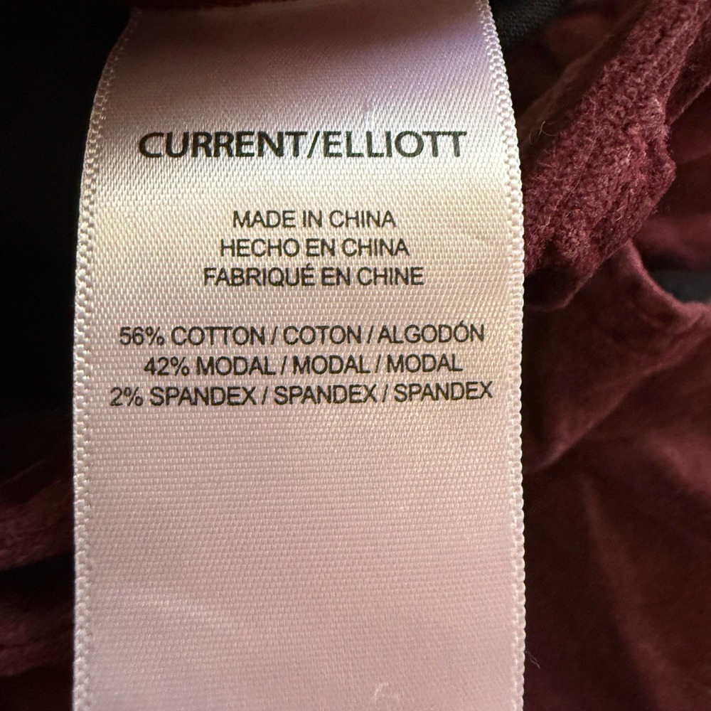NWT Current Elliott Side Street Flare Corduroy Pants Claret Burgundy 30 Velvet - Picture 7 of 11